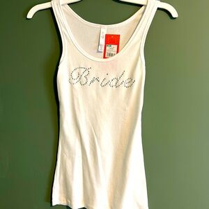 NEW with tags! Gillian & O'Malley Womens Bride Rhinestone White Tank Top Small